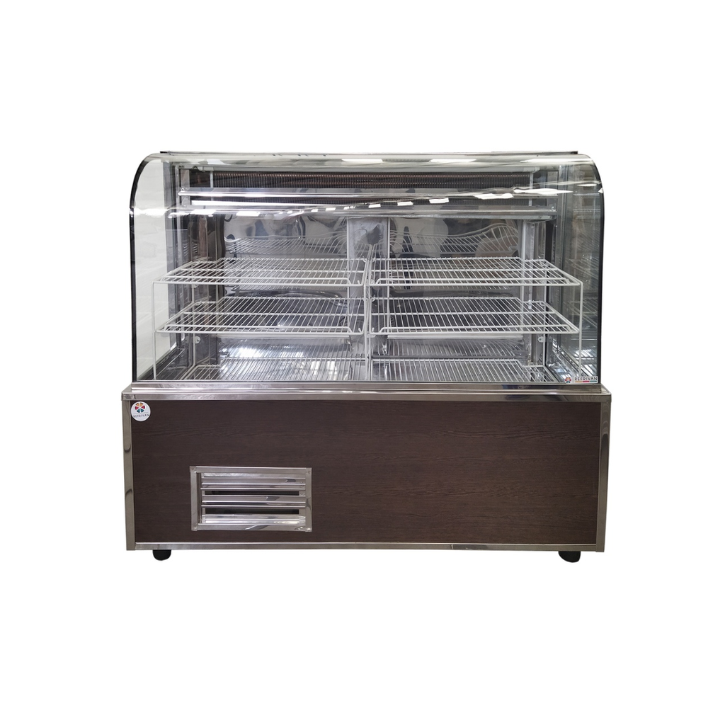 HELADERA PANADERA VIDRIO CURVO 1.80 M - C/COMBISTATO FRIO ESTATICO - ESTANTE REJILLAS - (1/2HP)