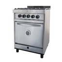 MARALDI COCINA 60 4 PTA ACERO INOX, ,HORNO ACERO INOX C/ LADRILLO REFRACT