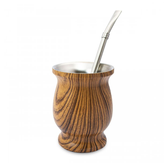 MATE FASHION COOK - BOMBILLA DE ACERO INOX - ROBLE CLARO