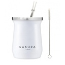 MATE SAKURA CON BOMBILLA Y LIMPIADOR - BLANCO