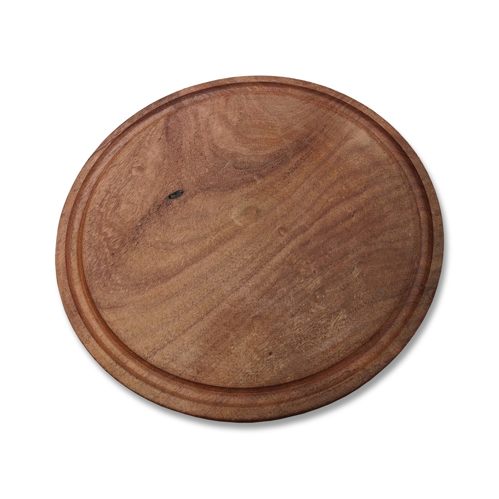 PLATO PARA ASADO MADERARTE DE EUCALIPTO - CON CANALETA - 24CM
