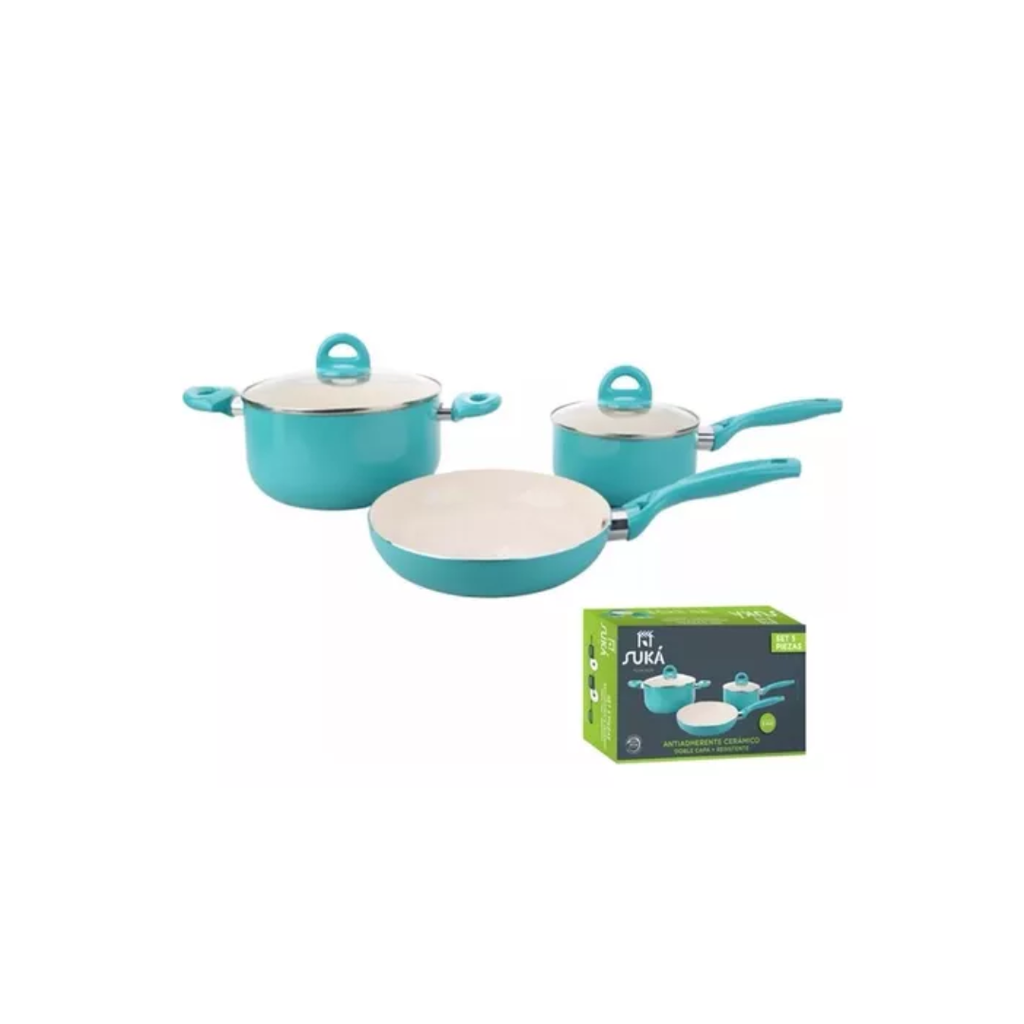 SET 5 PIEZAS SUKA DE CERAMICA - AQUA
