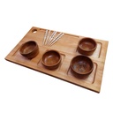 SET LIMAY - NCLUYE 1 TABLA REVERSIBLE EUCALIPTUS DE 28 X 48 + 1 SET DE PINCHES DE 6 UNIDADES + 4 CAZUELAS ALGARROBO CHICAS