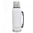 TERMO SAKURA CLASICO - ACERO INOXIDABLE - 1LT - BLANCO
