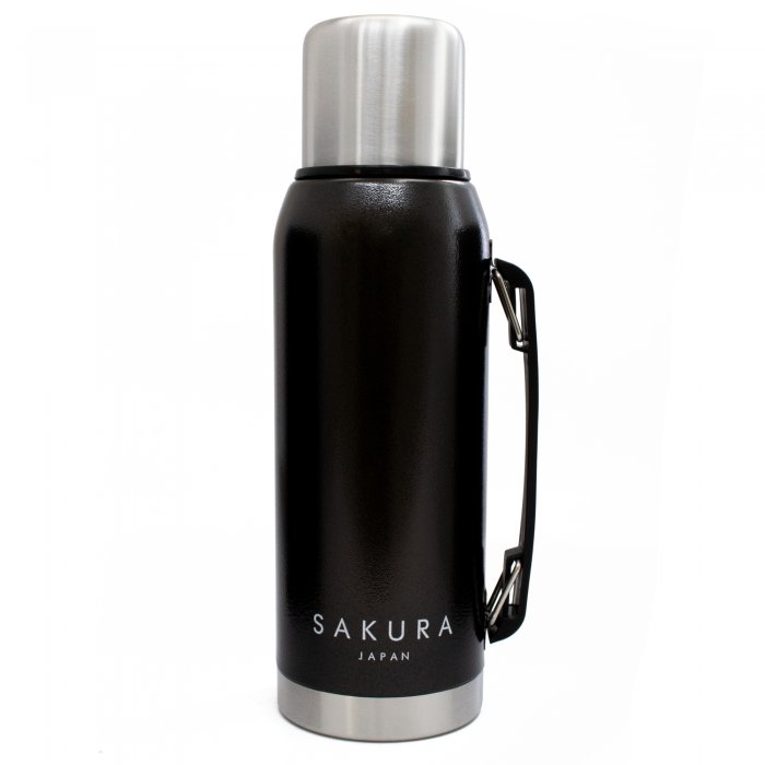 TERMO SAKURA CLASICO - ACERO INOXIDABLE - 1LT - NEGRO