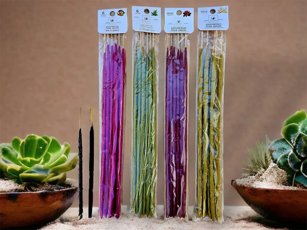 SAHUMERIOS LARGOS TRIPLE EMPASTE JARDIN X 6 VARILLAS  -CITRONELLA