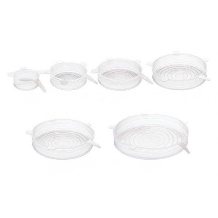 SET 6 TAPAS DE SILICIONA TRANSPARENTES FASHION COOK