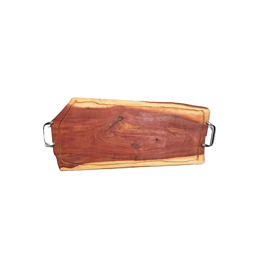 TABLA DE ASADO GRANDE DE MADERA - MANIJAS DE HIERRO