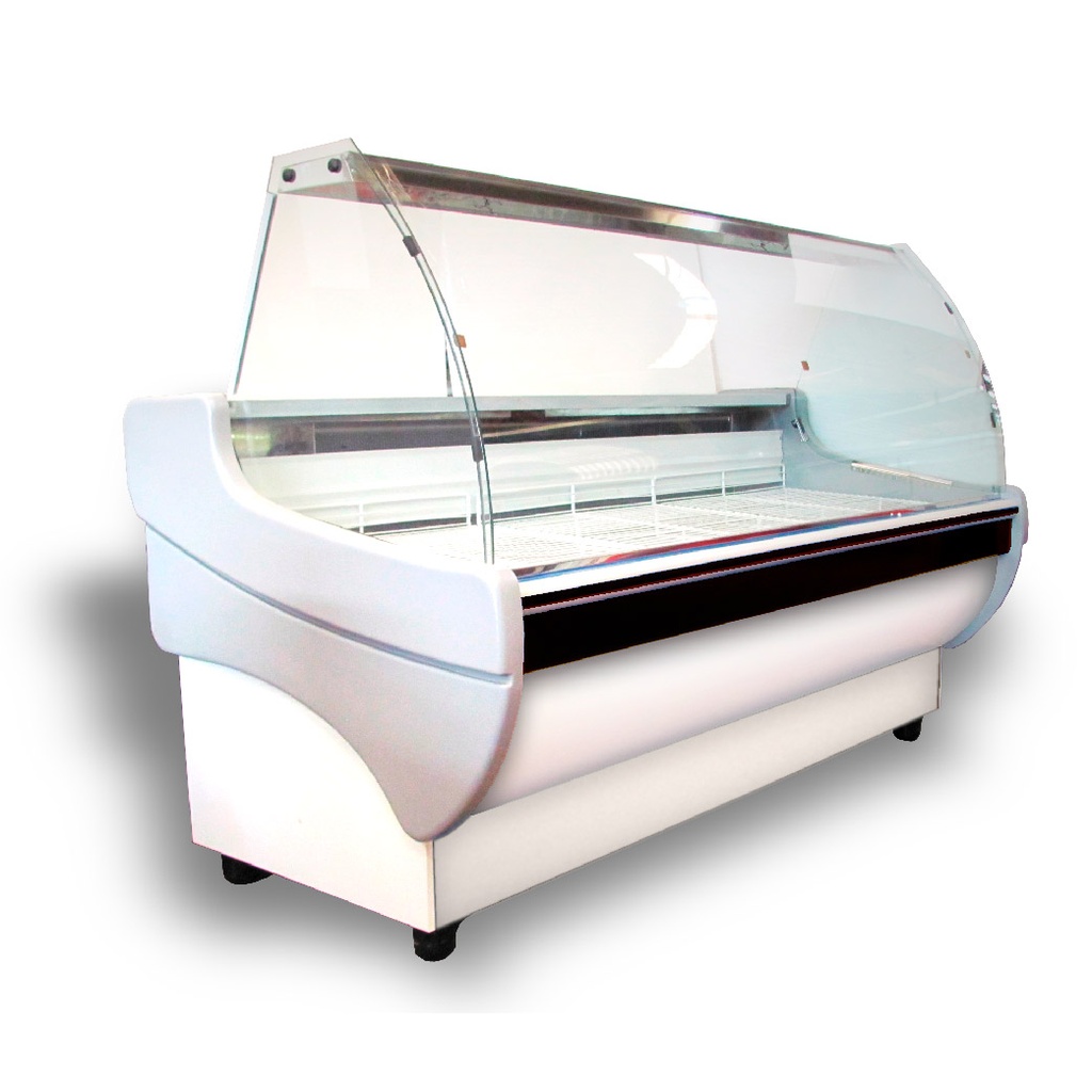 HELADERA BATEA LATERAL PVC VIDRIO CURVO 1.25 M