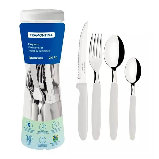 [TRA009] POTE 24 CUBIERTOS IPANEMA BLANCO