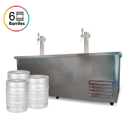 [REF173] HELADERA MOSTRADOR CIEGO CERVEZA 6 BARRILES CERVEZA  2,00MX0.70M C/COMBISTATO - ACERO INOXIDABLE - (2 PUERTAS+CUBRE) (1/2HP)