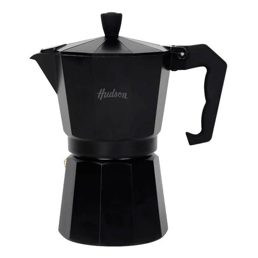 [HUD025] CAFETERA DE ALUMINIO ITALIANA NEGRA GRANDE HUDSON  9 TAZAS