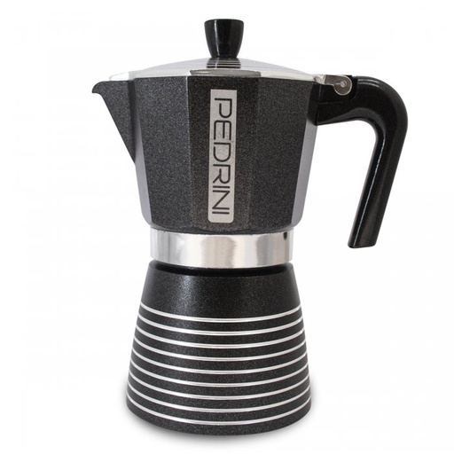 [FAS037] CAFETERA MOKA PEDRINI INFINITY 6 TZ ROCK NEGRA COLOR