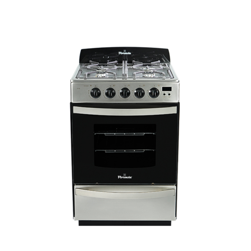 [FLO012] COCINA A GAS 5558 ACERO INOX  56CM VAL/SEG ENCENDIDO ELECTRICO Y LUZ HORNALLAS Y HORNO EASY CLEAN CAJON PARRILLA REBATIBLE