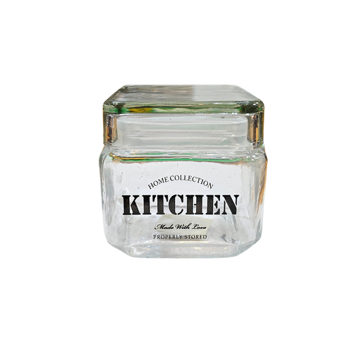 [SUK020] FRASCO DE VIDRIO DECORADO 4C/ TAPA DE 11.3X11.3X10.5CM CAPACIDAD 0.8L