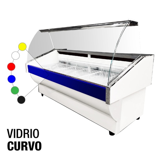 [REF102] HELADERA BATEA LATERAL CHAPA VIDRIO CURVO ECO 1.25 M