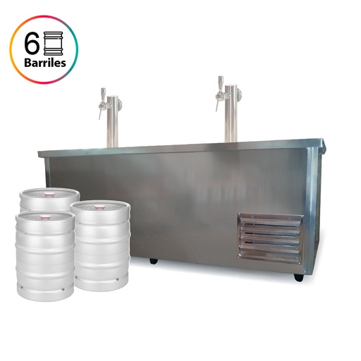 [RE174] HELADERA MOSTRADOR CIEGO CERVEZA 6 BARRILES CERVEZA 2.00MX1MX1.10M C/COMBISTATO - ACERO INOXIDABLE - (2 PUERTAS+CUBRE) (1/2HP)